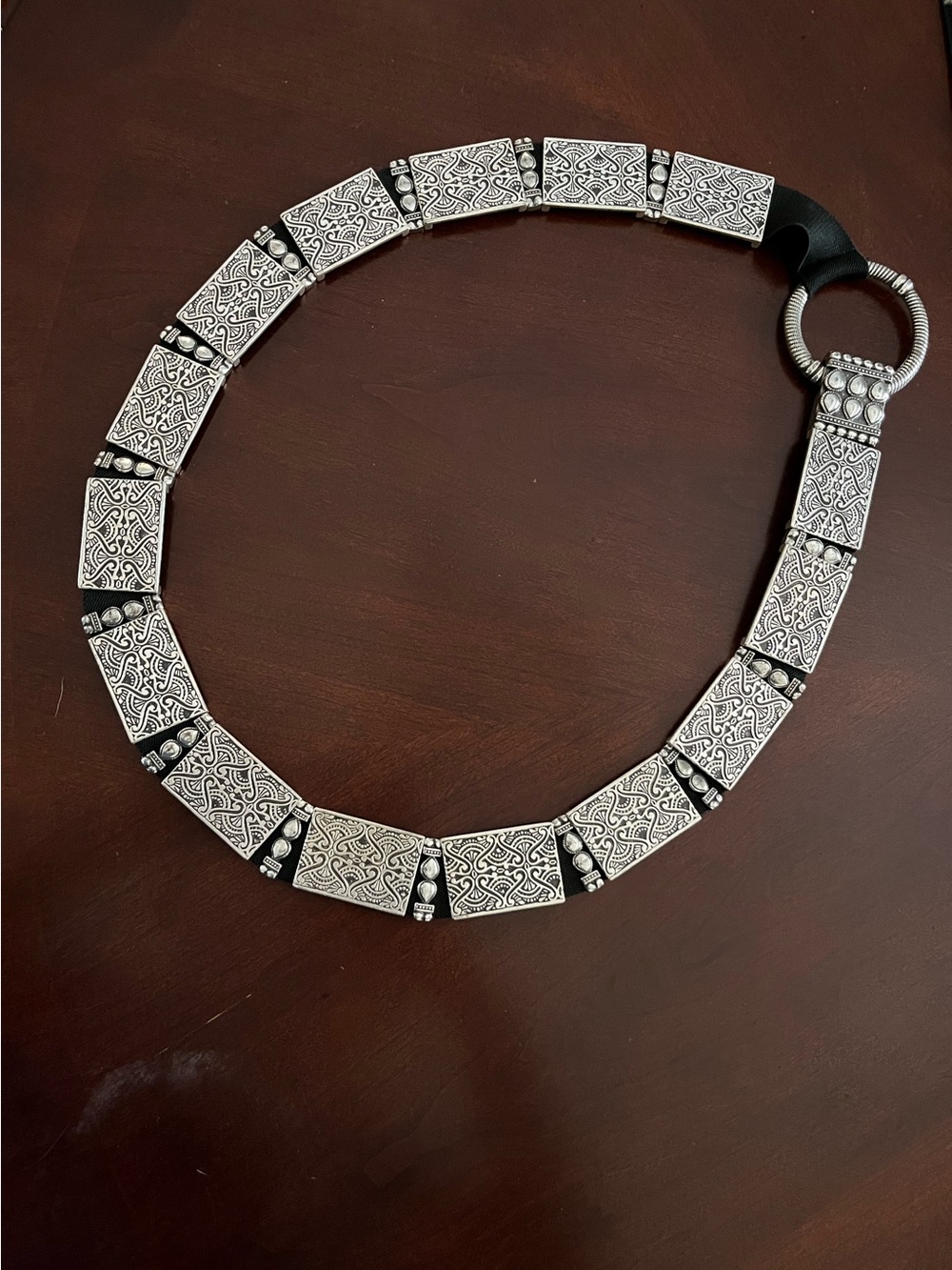 Vintage Chico's Silver Tone Decorative Link Belt, 38” and Stretchy